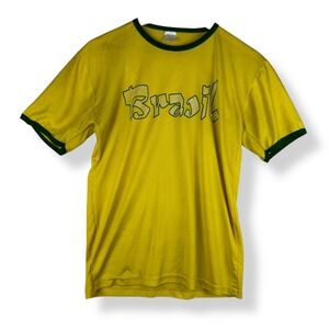 Brazil Graphic Ringer Jersey Tee Mens Size Small Sporty Streetwear Blokecore